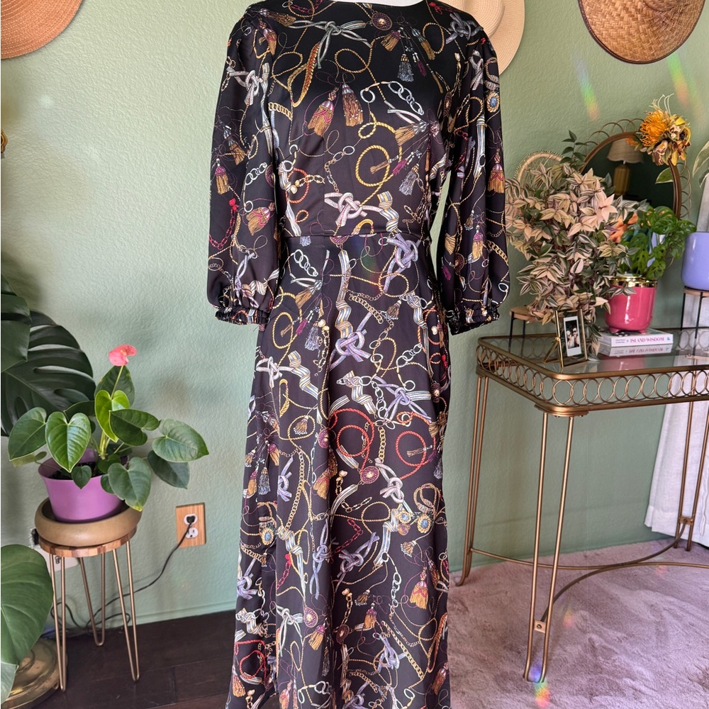 Louche * Elegant Black Chain Print Dress * SZ 4